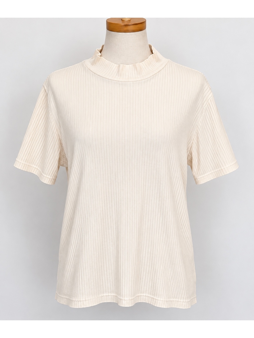Vintage 90s Y2K High Sierra Cream Ribbed Mock Neck Tee Women’s XL Cotton